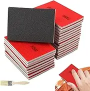 Pack of 24 Sanding Sponge, Hand Sanding Blocks, 180-3000 Grit Wet Dry Sandpaper, Sanding Pad Set with Brush, Flexible Sanding Block, for Drywall, Wood, Metal Model