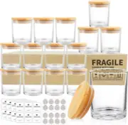 SUPMIND 15 Pack Glass Candle Jars -7Oz Clear Empty Candle Jars with Bamboo Lids