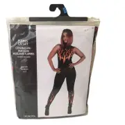 FLAMES CATSUIT Ladies L/XL Up to Size 16 Sleeveless Black Catsuit