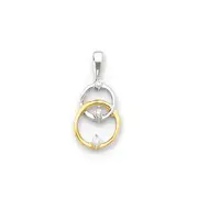 14k Two-Tone Gold Real Diamond Circle Pendant