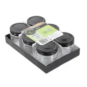 6PK Lemon & Lime 200ml Preserve Jar Capri Glass w/ Black Lid