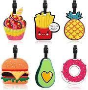 Baowindy 6 Pack Unique Luggage Tags for Suitcase, Cute Silicone Suitcases Backpack Tags for Women Men Kids, Funny Luggage Tags Baggage Identify Label with Loop (Style 1)