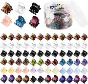 Mini Hair Claw Clips for Girls and Women, Funtopia 72 Pcs Small Hair Clips Pins Clamps Non Slip Tiny Plastic Jaw Clips (Assorted Colors)