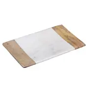 Creative Home Natural Marble and Mango Wood Rectangular Dish Bar Soap Holder