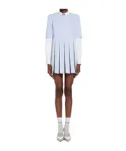 trompe l'oeil pleated mini dress IT42 light blue