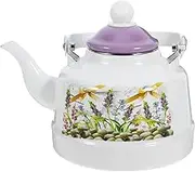 Cabilock Thickened Enamel Tea Kettle Retro Design Stovetop Water Heater with Ergonomic Handle Capacity Stylish and Easy to Clean for Home and Parties