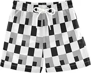 [RPLIFE] Kids Swim Trunks for Boys, Baby Swim Shorts 2T, Black and White Checkerboard