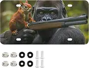 AIXIWAWA License Plate Gorilla Shooting Print for Automobile Front Rear 12x6 in Standard Aluminum Alloy Metal Car Tags Decorative Plates