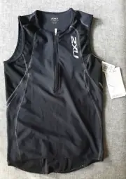 2XU MEN Long Distance Tri Singlet Tank Top Black Size M Cycling Triathlon NEW