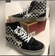 VANS Filmore Hi Black White Checkerboard High Top Sneakers Skate Shoes Size 9.5