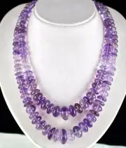 Natural Amethyst Beads 2 L 1147 Ct Purple Shaded Gemstone Big Statement Necklace