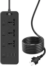 Surge Protector Power Board,Power Strip Individual Switch with 3 Outlets, Powerboard with 1.8M Extension Power Cord for Travel Cruise Ship Home Office Accessories Powerboards,Power Strip (Black)