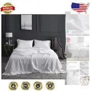 Breathable Twin Size Linen Sheet Set with Embroidered Pillowcase - 3 Pieces