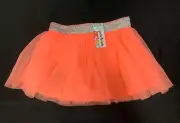 Tutu Tulle Skirt W Panties Neon Coral Peach Sparkly Silver Glitter 6-9 M Infant