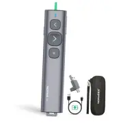 USB C Presentation Clicker with Green Pointer, Rechargeable Green - USB-A&C