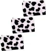 [VALICLUD] 3 Pack Cow Pattern Plush Coin Purse Adorable Change Bag for Girls Soft and Comfortable
