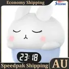 Cartoon Rabbit Night Light with Alarm Clock Touch Silicone Bunny Lamp (Blue) AU