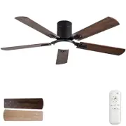 Ceiling Fans with Lights, 52 Inch Flush Mount Ceiling Fan with Light and Remo...