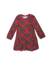 Worthy Threads Girls' Long Sleeve Ruffle Dress in Holiday Plaid - Little Kid