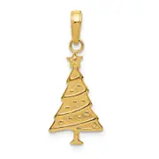 14K Yellow Gold Polished Christmas Tree Pendant