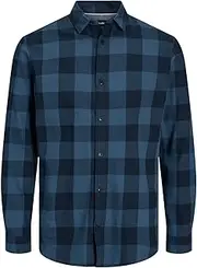 [JACK & JONES] JACK&JONES JUNIOR Boys Jjegingham Twill Shirt L/S Noos Jnr Shirt, Ensign Blue/Checks:Checks, 128 cm