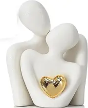 Mini Couple Sculpture,Tv Stand Decor Hugging Couple Statue Love Statue for Home Decorations,Abstract Sculpture Knick Knacks Romantic Gifts for Valentine Anniversary Birthday (3.15in/White)