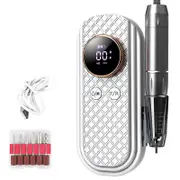 Beakey 35000 RPM Electric Nail Drill Kit with 6 Bits & Memory Acrylic-White