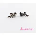 PARIS KID'S 黑金屬珍珠蝴蝶結/復古歐風珍珠寶石耳環、耳針，日本連線~現貨兩款