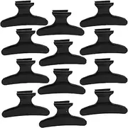 BAHABY Hair Clips for Styling Sectioning 12 Pack Black Butterfly Clamps Hair Claw Clips Pro Salon Hair Clips for Styling, Sectioning, Cutting and Coloring