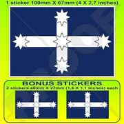 Australia Eureka STOCKADE Flag Australian 4" (100mm) Vinyl Bumper-Helmet Stickers, Decals x1+2 Bonus