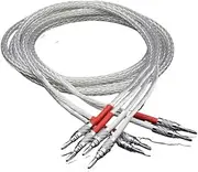 1 Pair of high-end 8AG OCC Silver-Plated HiFi Speaker Cables Performance Speaker Amplifier Audio Connection Cables with Banana Plugs(1.5m)