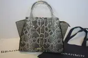 NWT Brahmin Priscilla Python Natural Leighton cross shoulder tote satchel