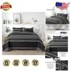 Reversible Black & Geometric Quilt Set - Lightweight California King Bedspread
