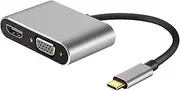 to Dvi Vga Adapter, 9/9/9cm Reusable 4k Type-C Multiport Hub, Home Theater Connector, Gray Portable 4-in-1 HDTV Converter for Home Theaters and Displays