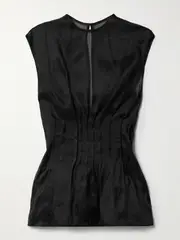 [KHAITE] KHAITE - Westin Pintucked Silk-organza Top - Black - US10 US 10 Black
