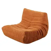 L-Shaped Bean Bag Chair with Soft Armrests and Storage Pocket Brown