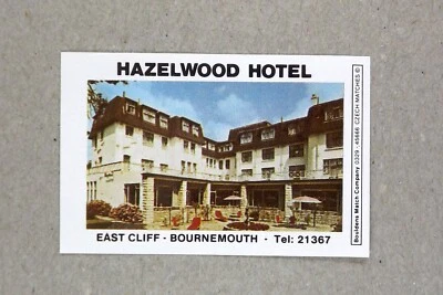 Matchbox label Pub Hazelwood Hotel East Cliff Bournmouth Dorset MP143