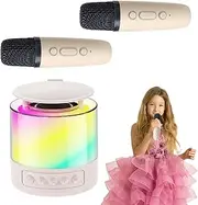 Portable Karaoke Machine,Speaker Microphones Set | Karaoke Machines Portable Speaker Wireless Microphone with Light for Kids and Adults