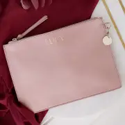 Personalised Blush Leather Pouch