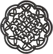 Veumoie Round Cast Iron Trivet Iron Heat-Insulation Trivet Non-Slip Potholders Vintage Pattern for Kitchen Dining Table Decor