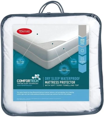 Tontine Comfortech Dry Sleep Waterproof Mattress Protector, King Single Size ...