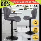ALFORDSON 2x Bar Stools Gas Lift Air Leather Bar Chairs Kitchen Swivel GREY