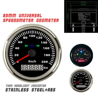 Red Backlight 85mm Car Truck Motorcycle GPS Speedometer 200km/h Waterproof IP67 (for: Honda)