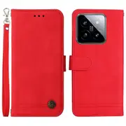 Imprinted Skin-touch Pu Leather Stand Mobile Case For Xiaomi 14, Wallet Design Phone Shell