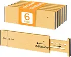 Bamboo Drawer Dividers 4" High, 12.8-18" Adjustable Drawer Organizers for Clothe