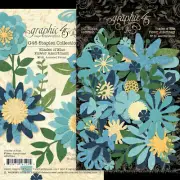 Graphic45 (81pc) SHADES OF BLUE DIE-CUT FLOWER ASSORTMENT scrapbooking
