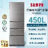 在飛比找遠傳friDay購物精選優惠-SAMPO聲寶 450L一級變頻四門玻璃冰箱 SR-C45G