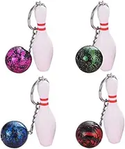 [ANDRESLAD] 4Pcs Mini Bowling Keychains Sports Themed Key Rings Durable Keychain Pendants for Bags Backpacks and More Decorative Ornaments