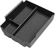 Car Armrest Storage Box, Tissue Holder Organizer, 8.27x7.09x2.56 inches, Three-Compartment ABS Interior, Cell Phone Mount Accessory, for Between Seats Use, Vehicle Decoration