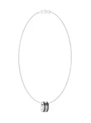 GUESS Steel Black Pendant Logo Necklace